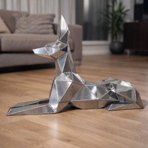 Kovová socha – Anubis pes (polygonální design)