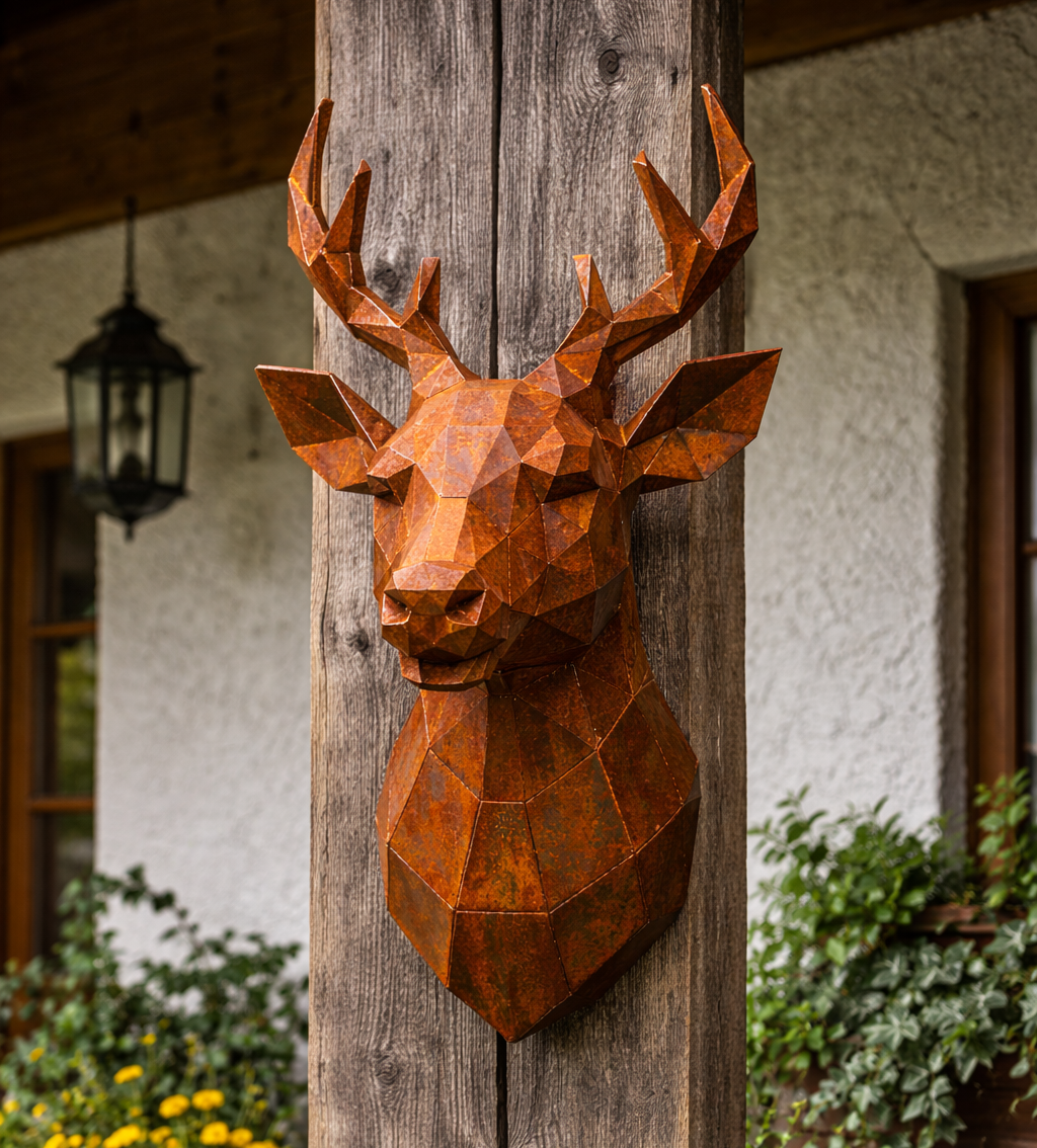 Kovová hlava – Jelen (polygonální design) - Obrázek 2