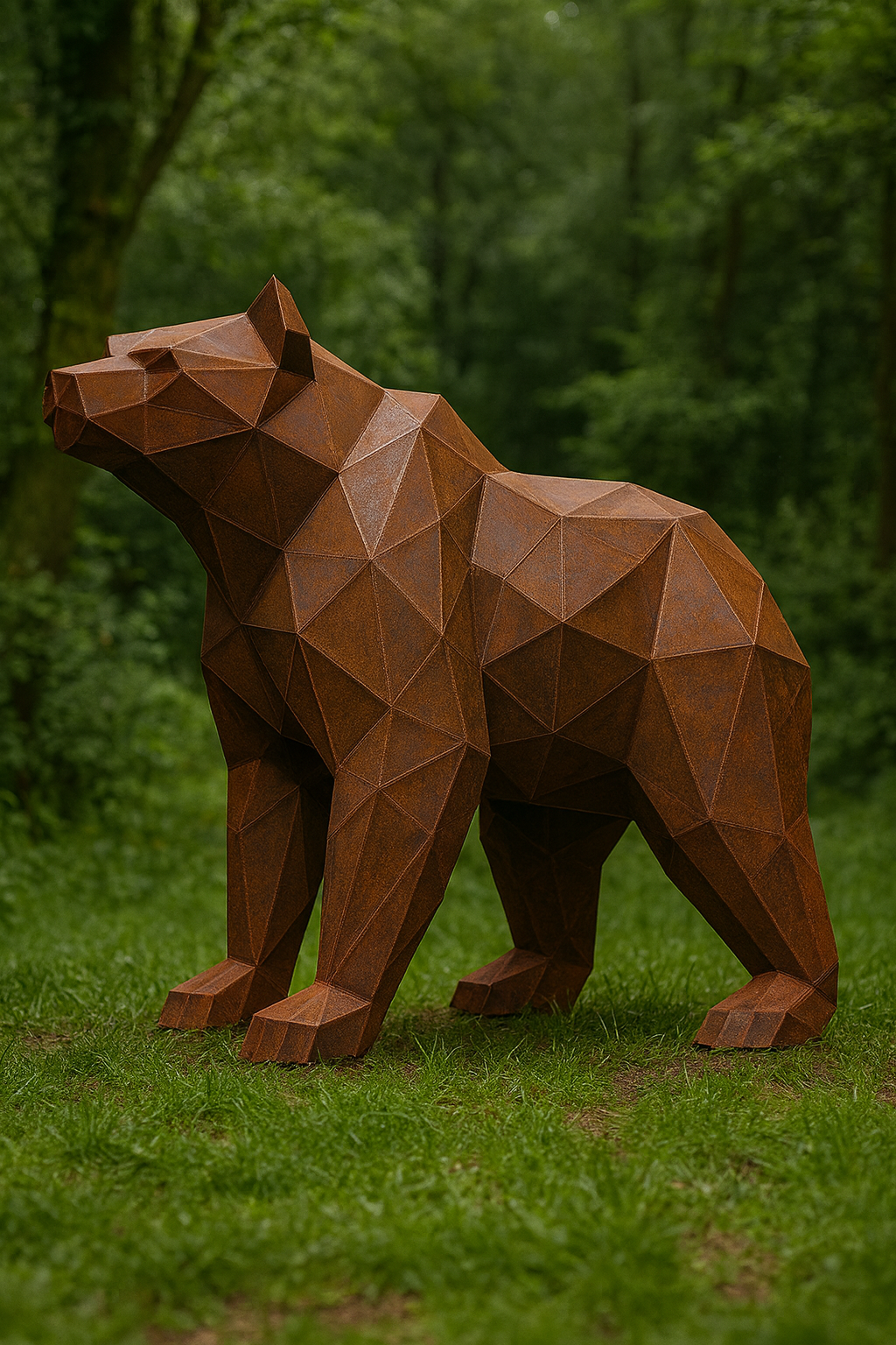 Kovová socha – Medvěd (polygonální design) - Obrázek 3