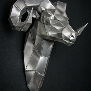 Kovová hlava – Beran (polygonální design)