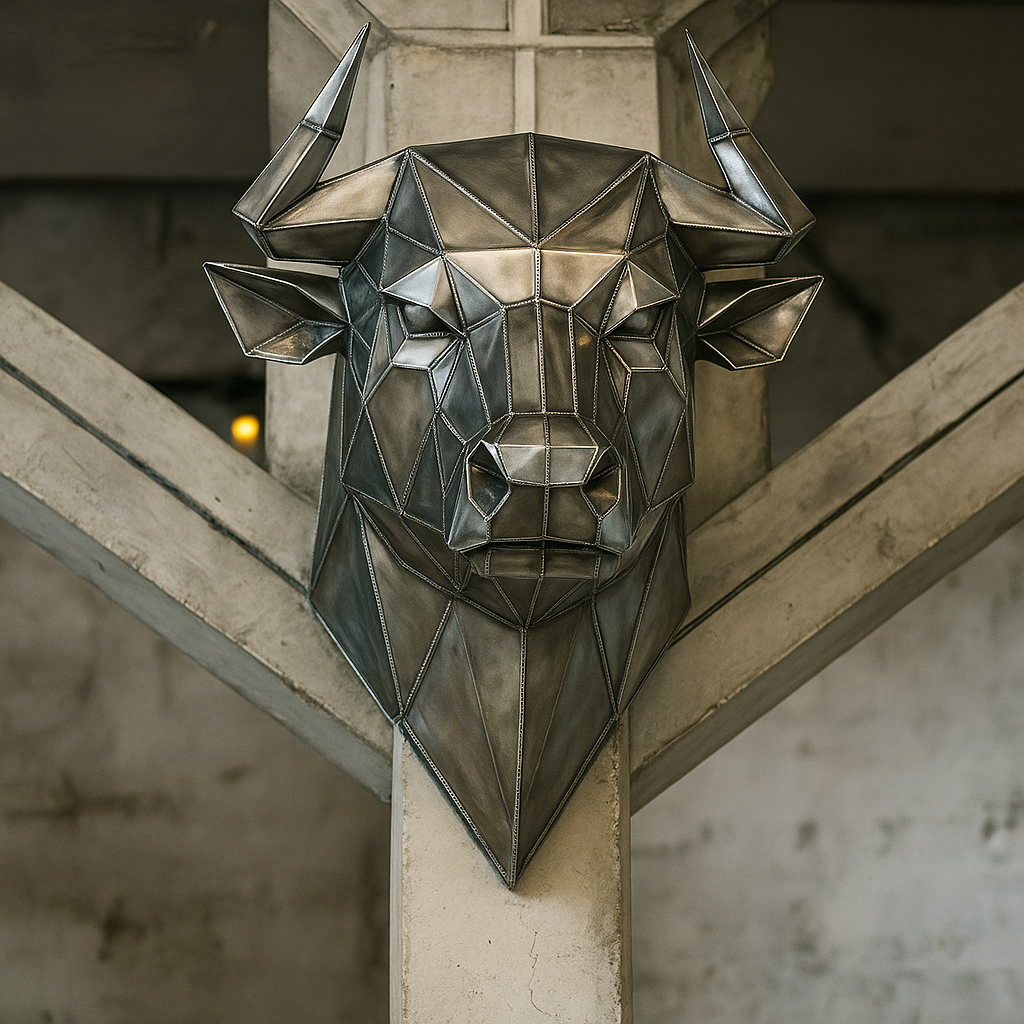 Kovová hlava – Býk (polygonální design) - Obrázek 2