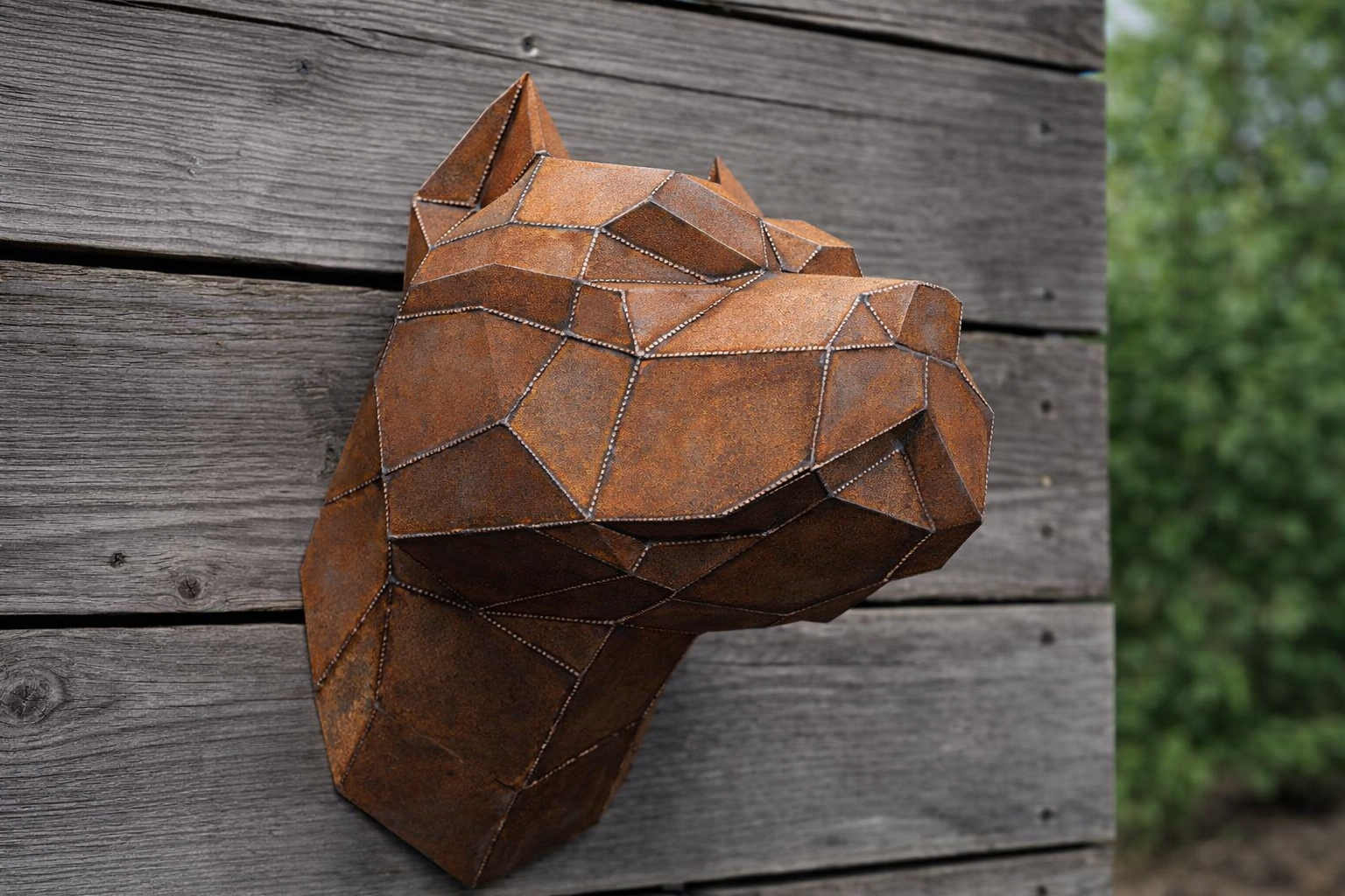 Kovová hlava – Pitbull (polygonální design) - Obrázek 2