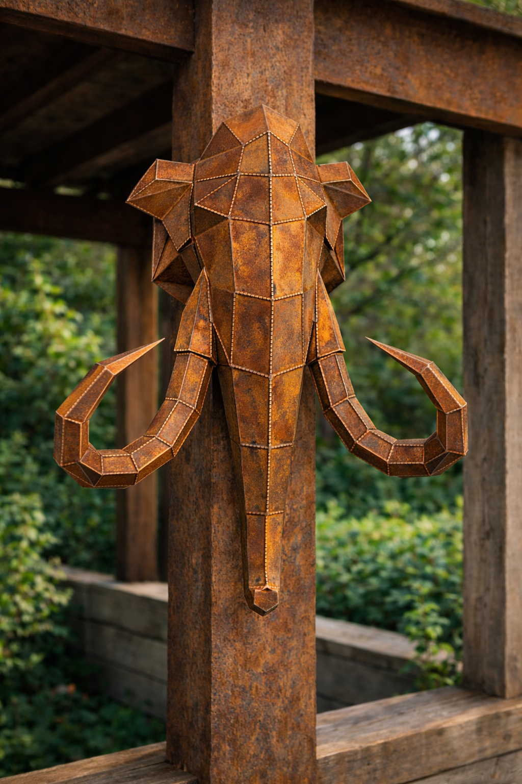 Kovová hlava - Slon (polygonální design) - Obrázek 2