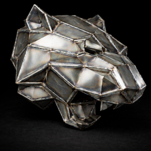 Kovová hlava – Tygr (polygonální design)
