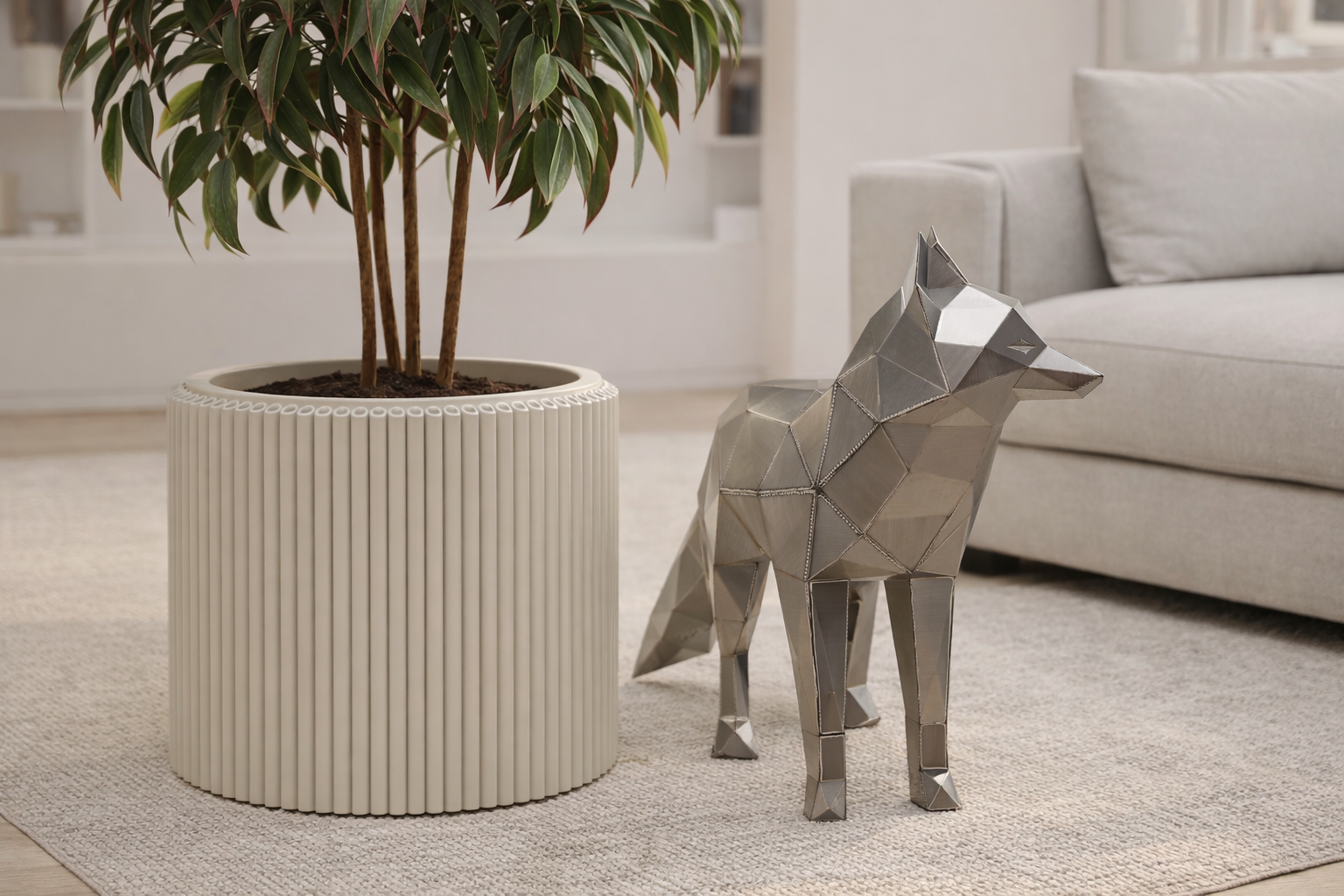 Kovová socha – Liška (polygonální design) - Obrázek 2
