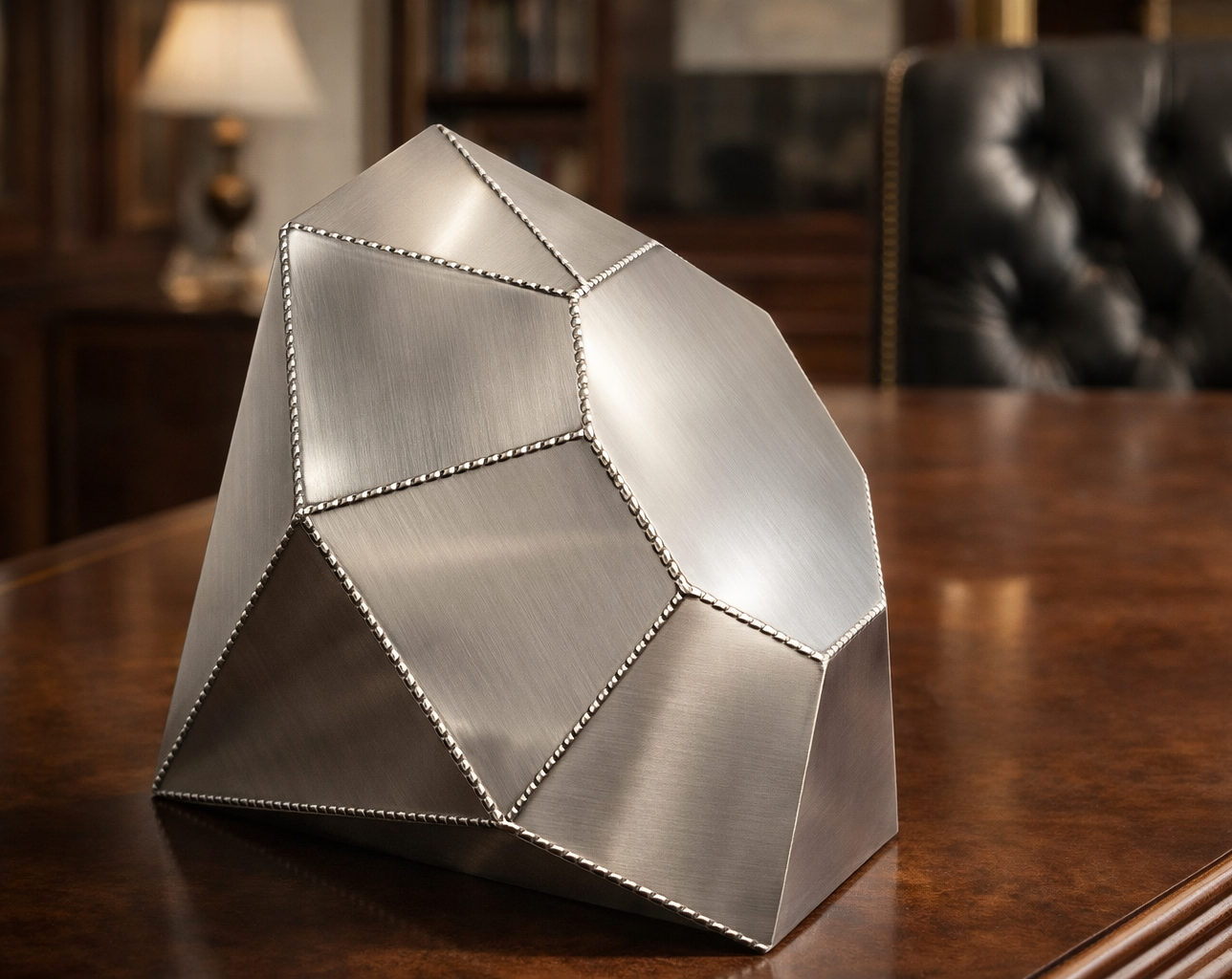 Kovový designový předmět – Diamant (polygonální design)