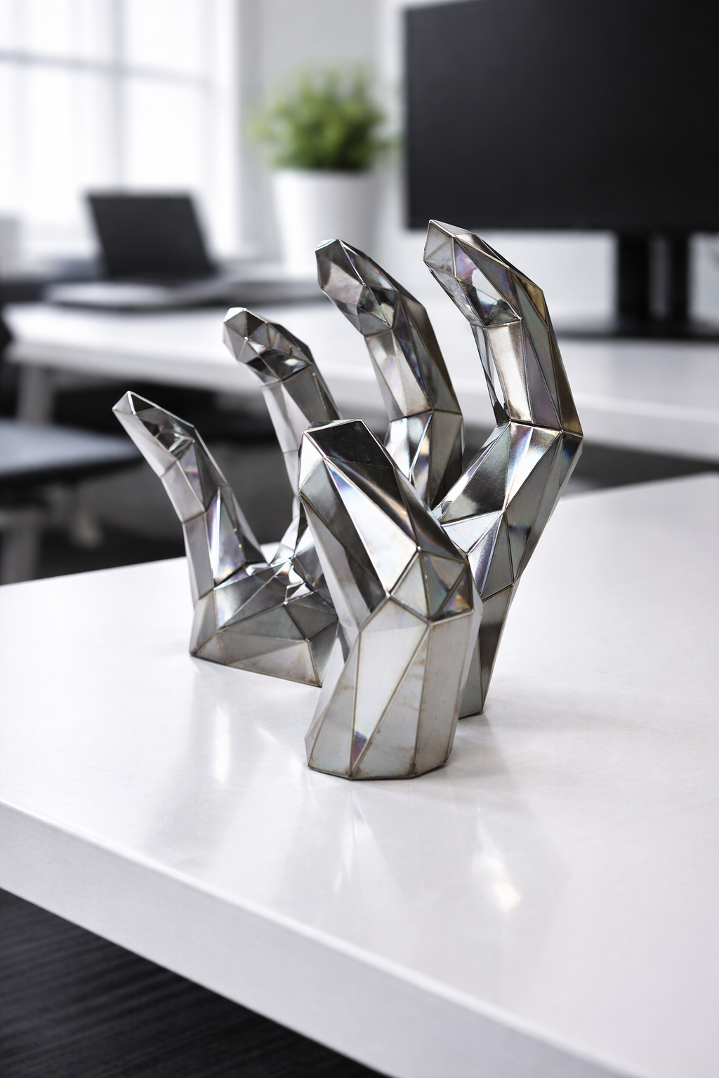 Kovový designový prvek – Strašidelné prsty (polygonální design) - Obrázek 2