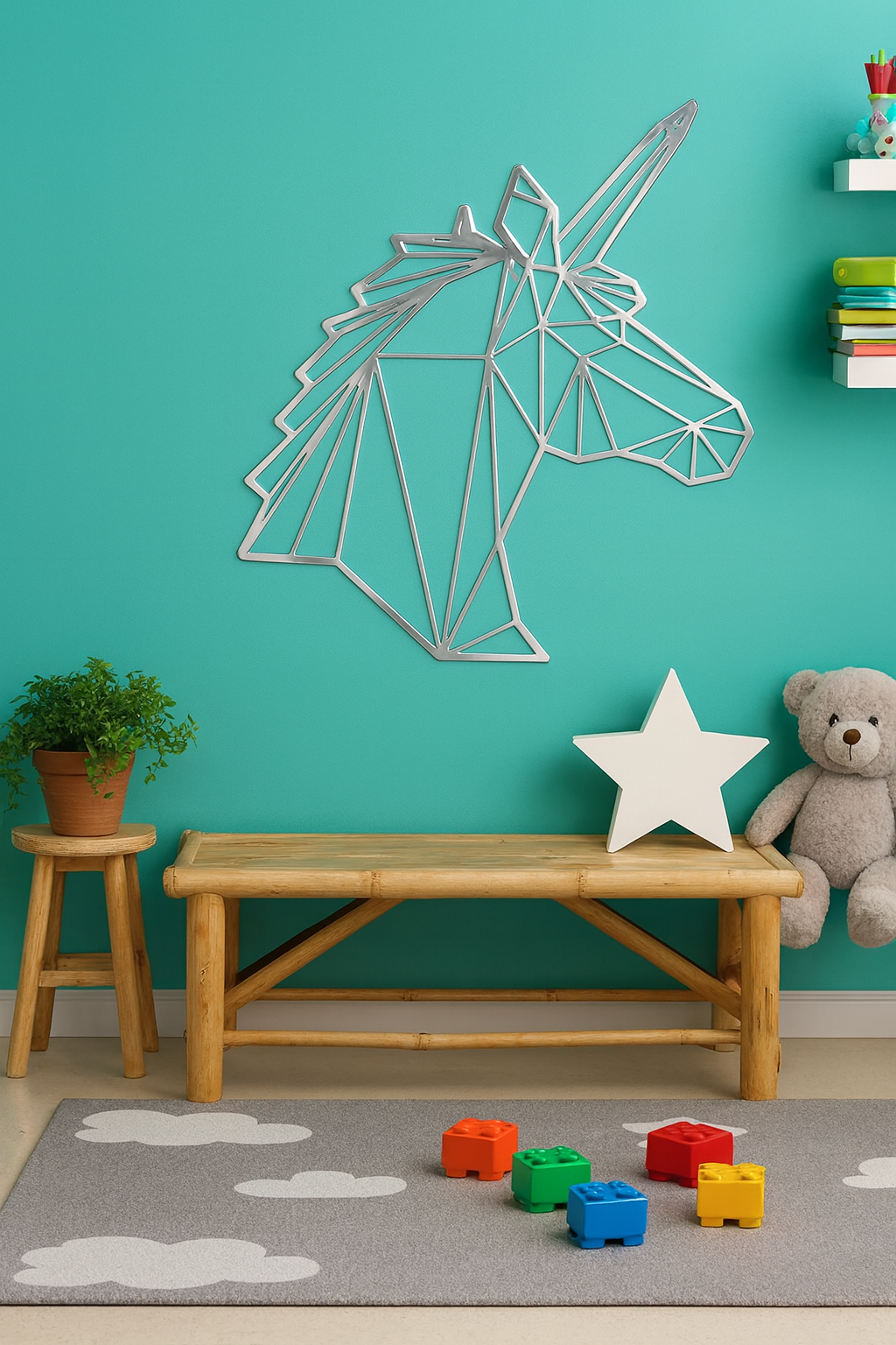 Nástěnná dekorace – Jednorožec (polygonální design) - Obrázek 2