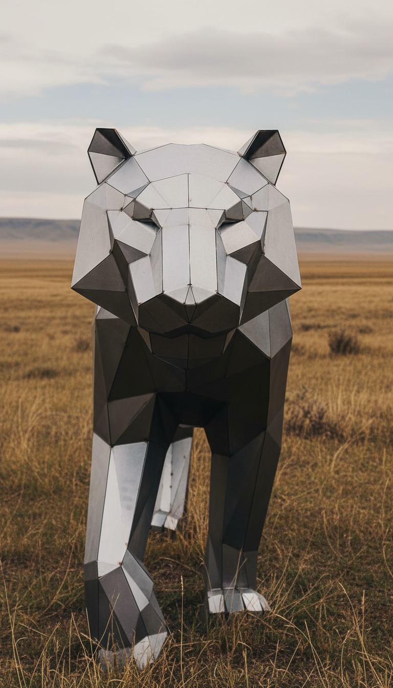 Kovová socha – Tygr (polygonální design) - Obrázek 4